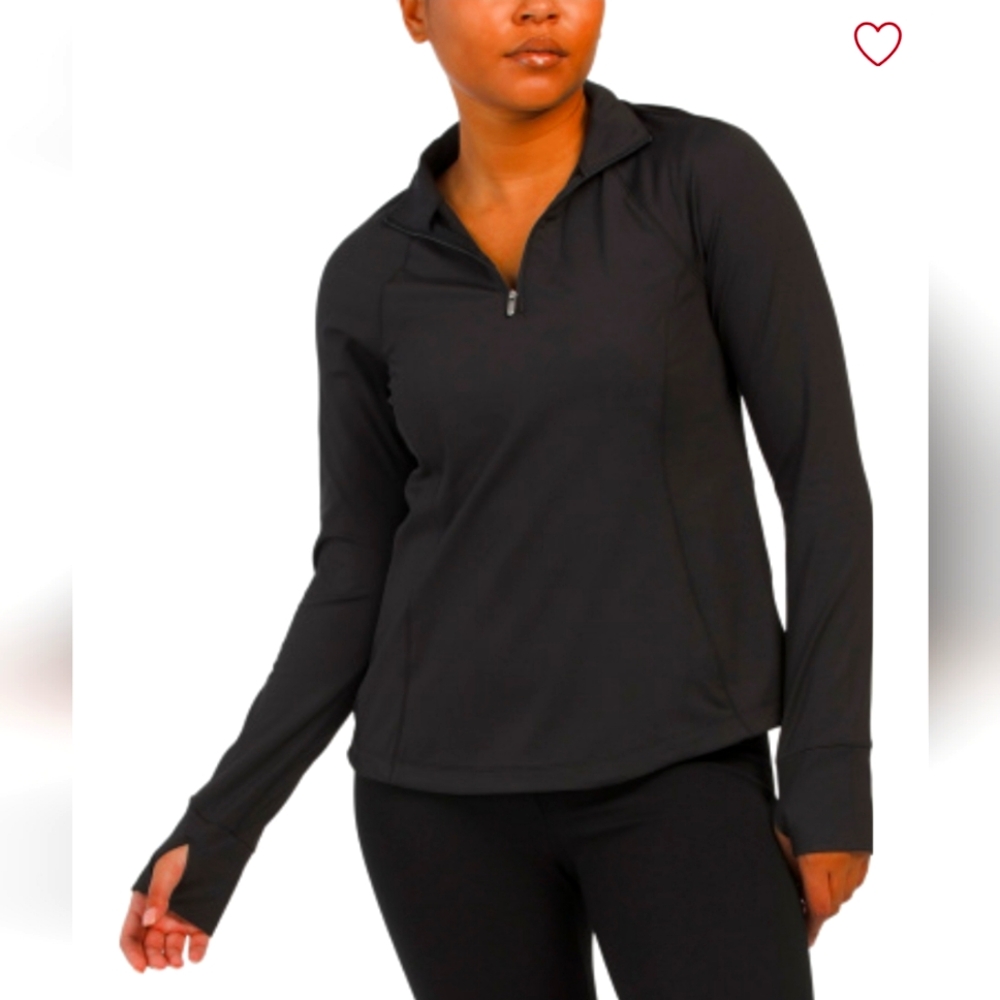 AURORA apana QUARTER ZIP TOP brand new BLACK size large 39" chest